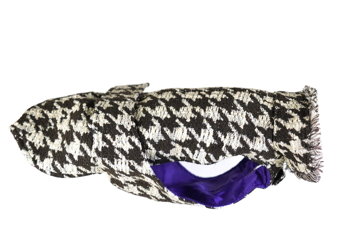 Cappottino pied de poule con fodera viola