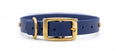Collare blu navy in BioThane con fibbia e anello a D in ottone dorato